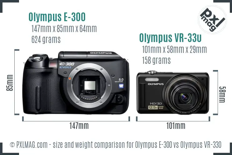 Olympus E-300 vs Olympus VR-330 size comparison