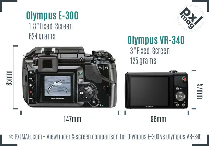 Olympus E-300 vs Olympus VR-340 Screen and Viewfinder comparison