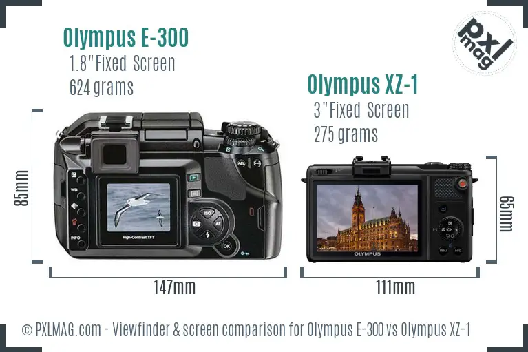 Olympus E-300 vs Olympus XZ-1 Screen and Viewfinder comparison
