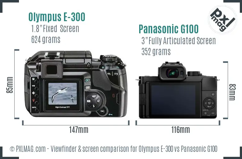 Olympus E-300 vs Panasonic G100 Screen and Viewfinder comparison