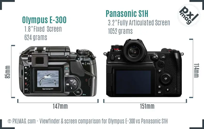 Olympus E-300 vs Panasonic S1H Screen and Viewfinder comparison