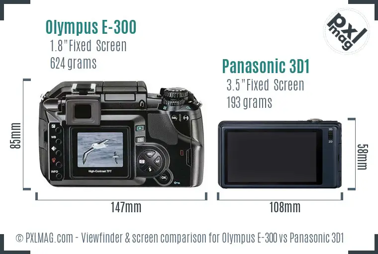 Olympus E-300 vs Panasonic 3D1 Screen and Viewfinder comparison