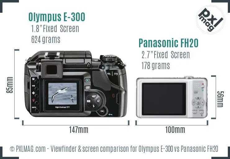 Olympus E-300 vs Panasonic FH20 Screen and Viewfinder comparison