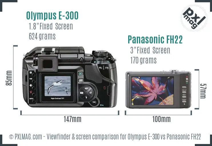 Olympus E-300 vs Panasonic FH22 Screen and Viewfinder comparison