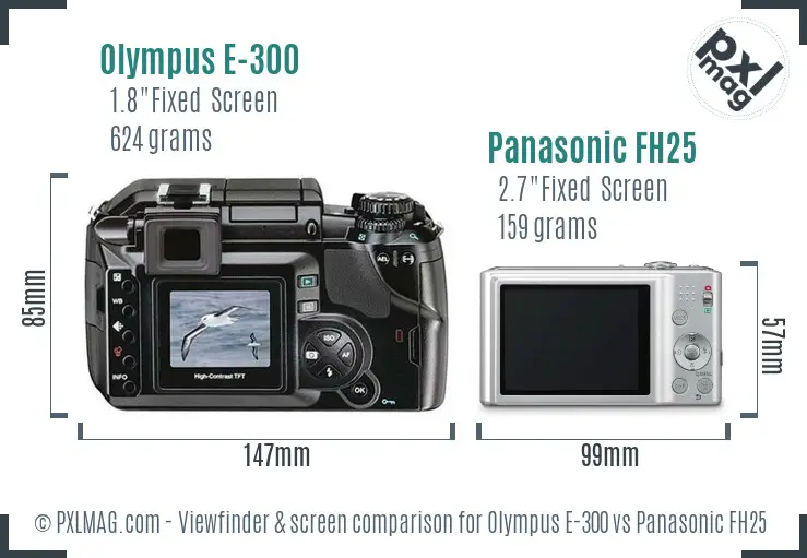 Olympus E-300 vs Panasonic FH25 Screen and Viewfinder comparison