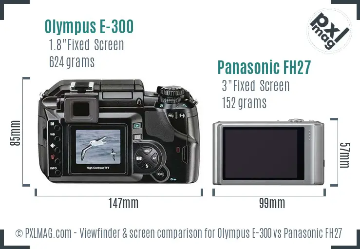 Olympus E-300 vs Panasonic FH27 Screen and Viewfinder comparison