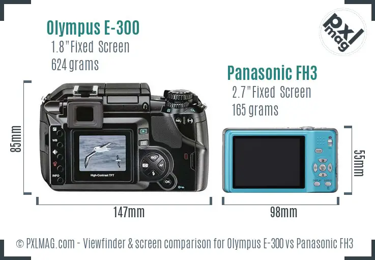 Olympus E-300 vs Panasonic FH3 Screen and Viewfinder comparison