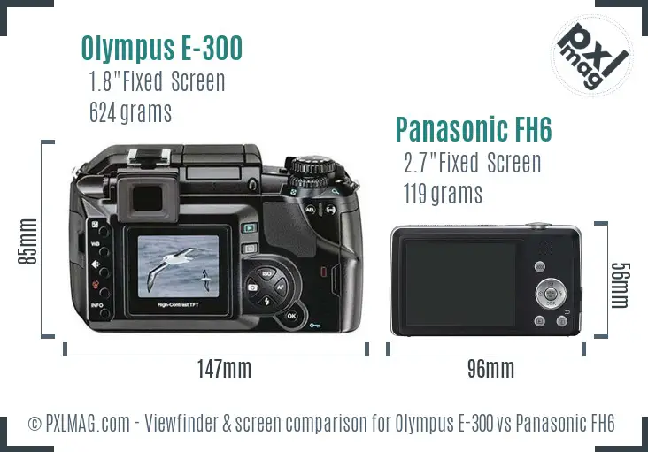 Olympus E-300 vs Panasonic FH6 Screen and Viewfinder comparison