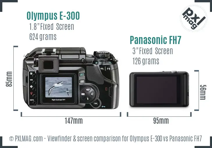 Olympus E-300 vs Panasonic FH7 Screen and Viewfinder comparison