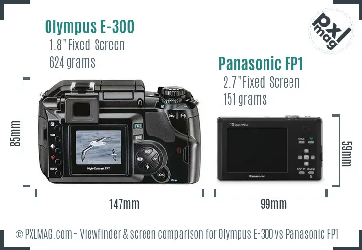Olympus E-300 vs Panasonic FP1 Screen and Viewfinder comparison