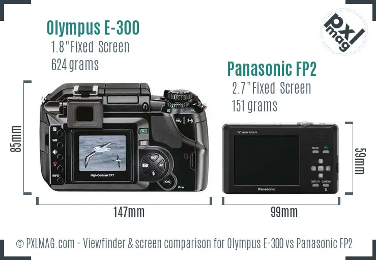 Olympus E-300 vs Panasonic FP2 Screen and Viewfinder comparison