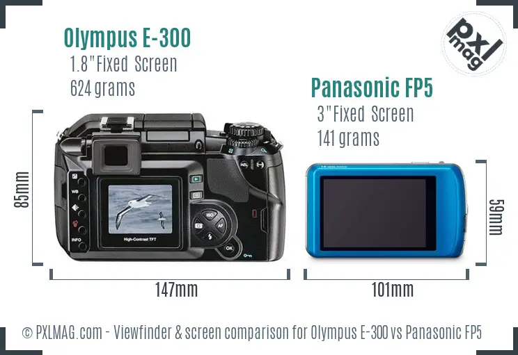 Olympus E-300 vs Panasonic FP5 Screen and Viewfinder comparison