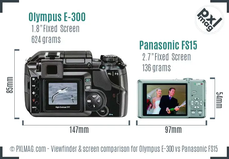 Olympus E-300 vs Panasonic FS15 Screen and Viewfinder comparison