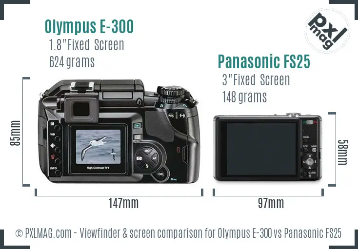 Olympus E-300 vs Panasonic FS25 Screen and Viewfinder comparison