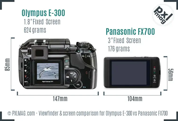 Olympus E-300 vs Panasonic FX700 Screen and Viewfinder comparison