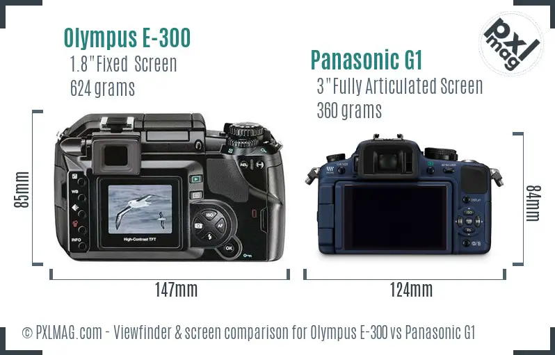 Olympus E-300 vs Panasonic G1 Screen and Viewfinder comparison