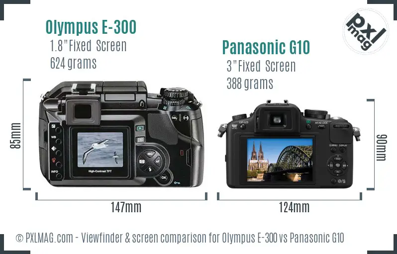 Olympus E-300 vs Panasonic G10 Screen and Viewfinder comparison