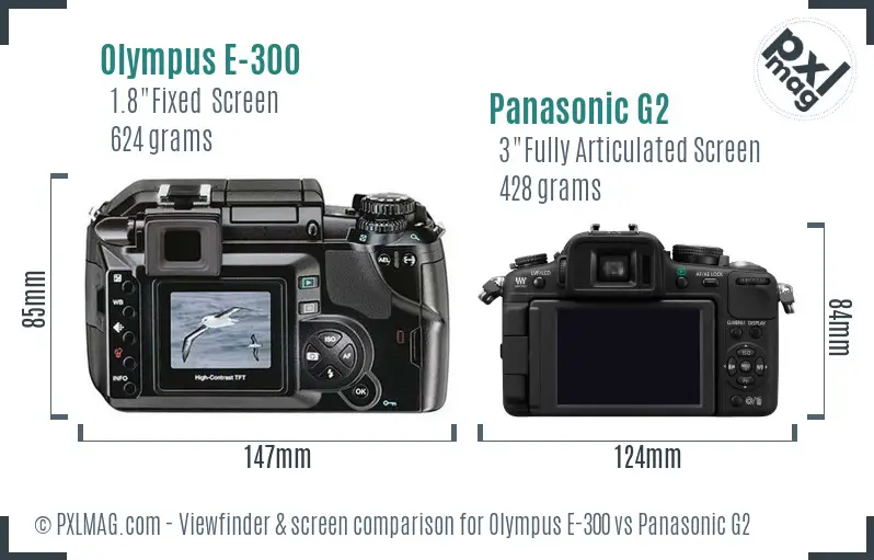 Olympus E-300 vs Panasonic G2 Screen and Viewfinder comparison