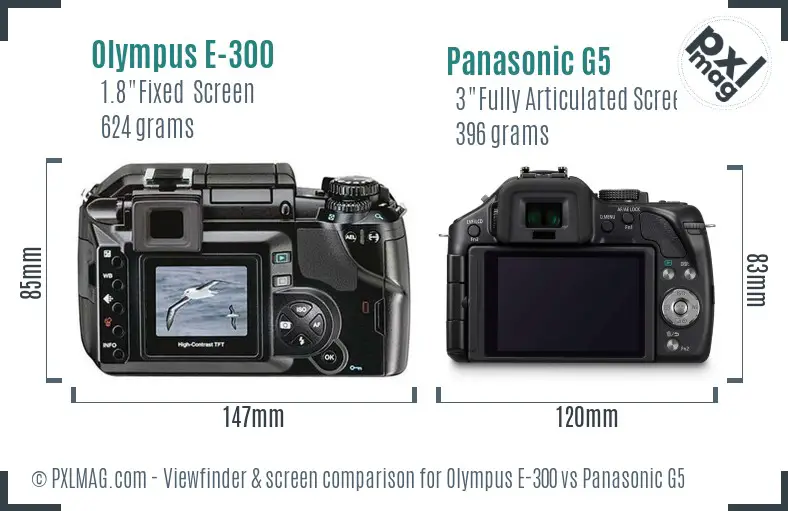 Olympus E-300 vs Panasonic G5 Screen and Viewfinder comparison