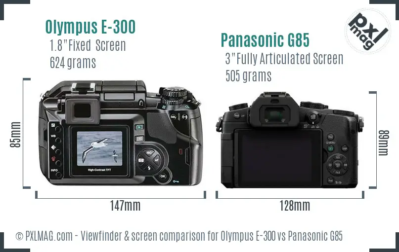 Olympus E-300 vs Panasonic G85 Screen and Viewfinder comparison