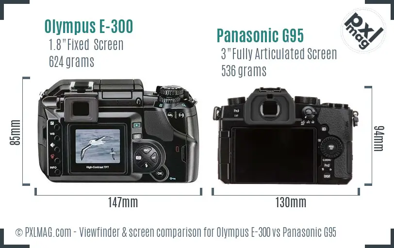 Olympus E-300 vs Panasonic G95 Screen and Viewfinder comparison