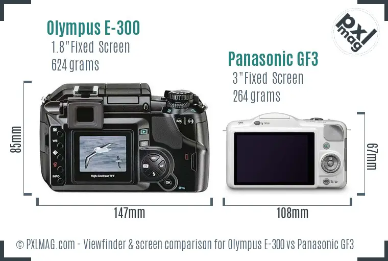 Olympus E-300 vs Panasonic GF3 Screen and Viewfinder comparison