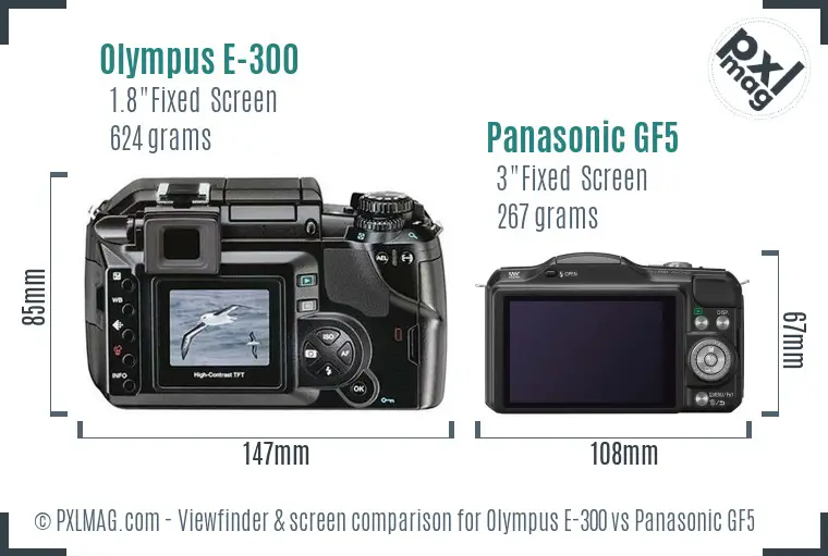 Olympus E-300 vs Panasonic GF5 Screen and Viewfinder comparison