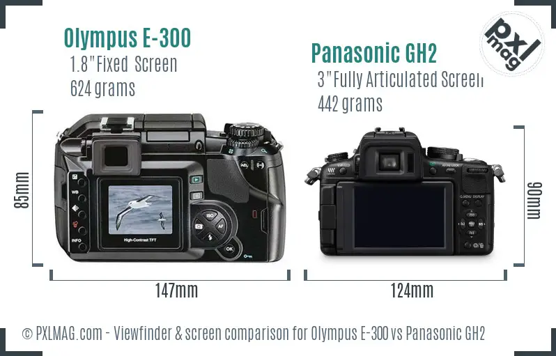 Olympus E-300 vs Panasonic GH2 Screen and Viewfinder comparison