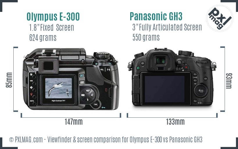 Olympus E-300 vs Panasonic GH3 Screen and Viewfinder comparison