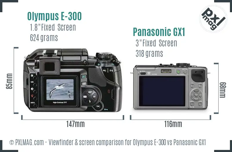 Olympus E-300 vs Panasonic GX1 Screen and Viewfinder comparison