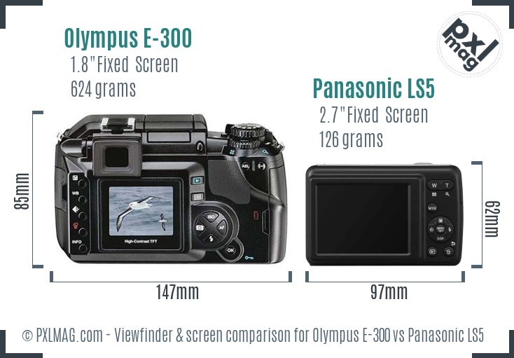 Olympus E-300 vs Panasonic LS5 Screen and Viewfinder comparison