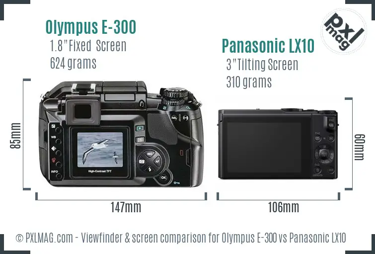 Olympus E-300 vs Panasonic LX10 Screen and Viewfinder comparison