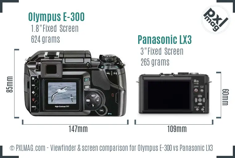 Olympus E-300 vs Panasonic LX3 Screen and Viewfinder comparison