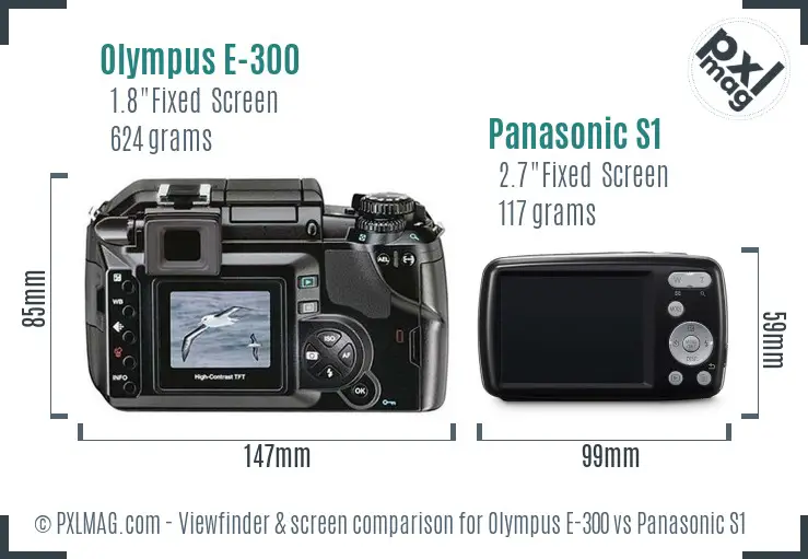 Olympus E-300 vs Panasonic S1 Screen and Viewfinder comparison