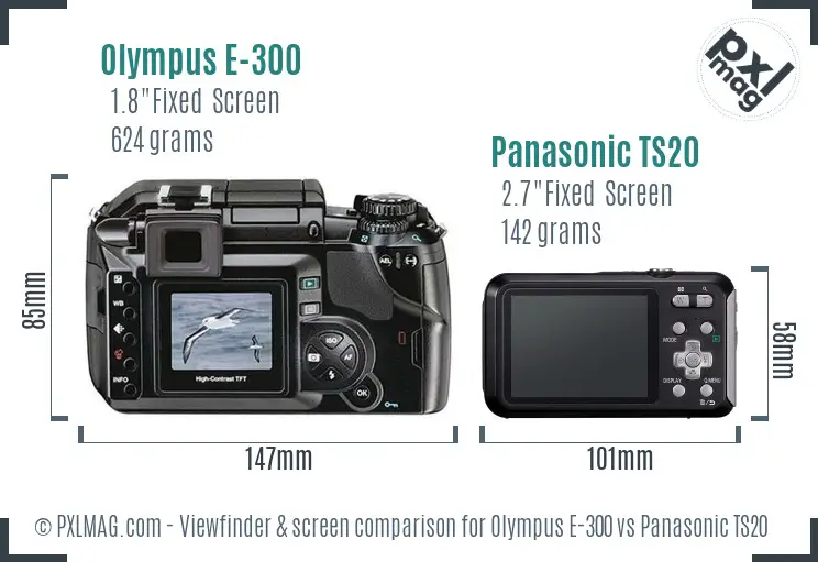 Olympus E-300 vs Panasonic TS20 Screen and Viewfinder comparison