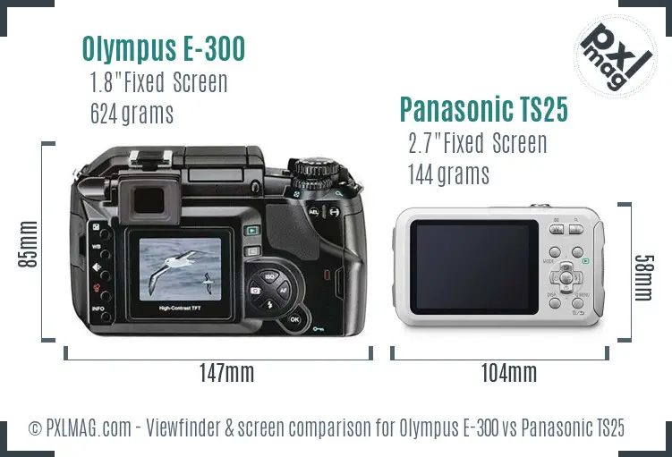 Olympus E-300 vs Panasonic TS25 Screen and Viewfinder comparison