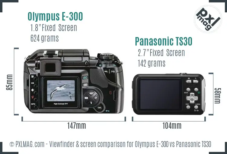 Olympus E-300 vs Panasonic TS30 Screen and Viewfinder comparison