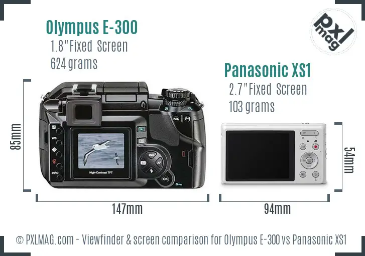 Olympus E-300 vs Panasonic XS1 Screen and Viewfinder comparison