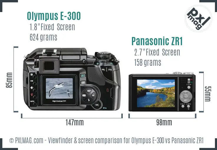 Olympus E-300 vs Panasonic ZR1 Screen and Viewfinder comparison