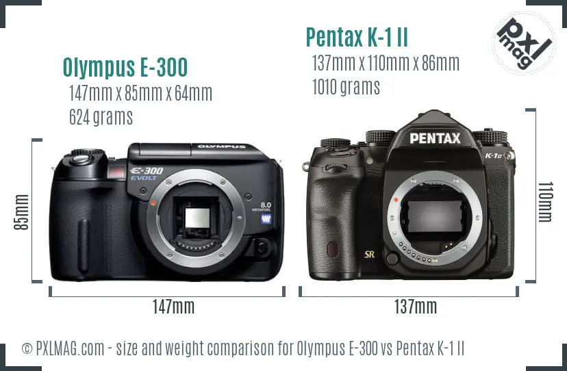 Olympus E-300 vs Pentax K-1 II size comparison