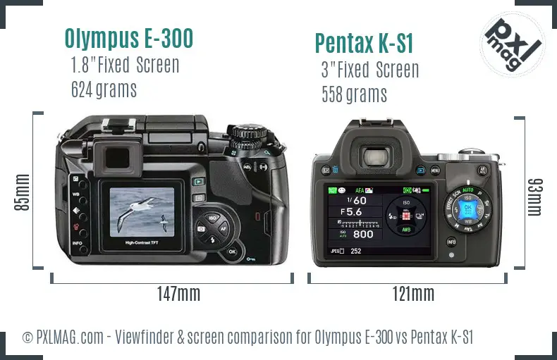 Olympus E-300 vs Pentax K-S1 Screen and Viewfinder comparison