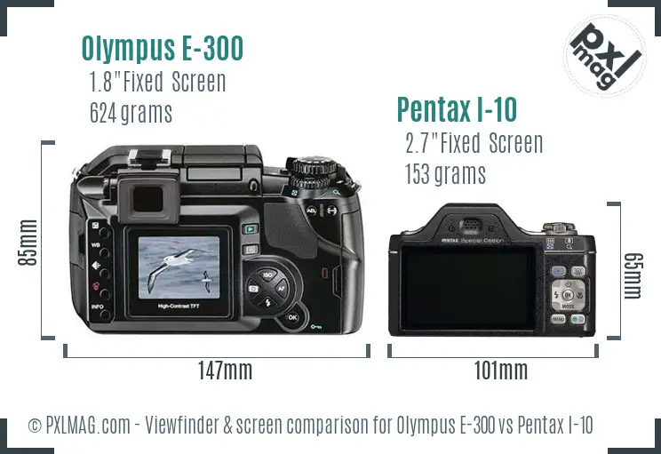 Olympus E-300 vs Pentax I-10 Screen and Viewfinder comparison