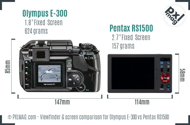 Olympus E-300 vs Pentax RS1500 Screen and Viewfinder comparison