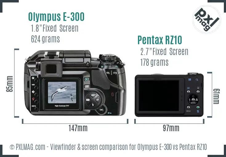 Olympus E-300 vs Pentax RZ10 Screen and Viewfinder comparison