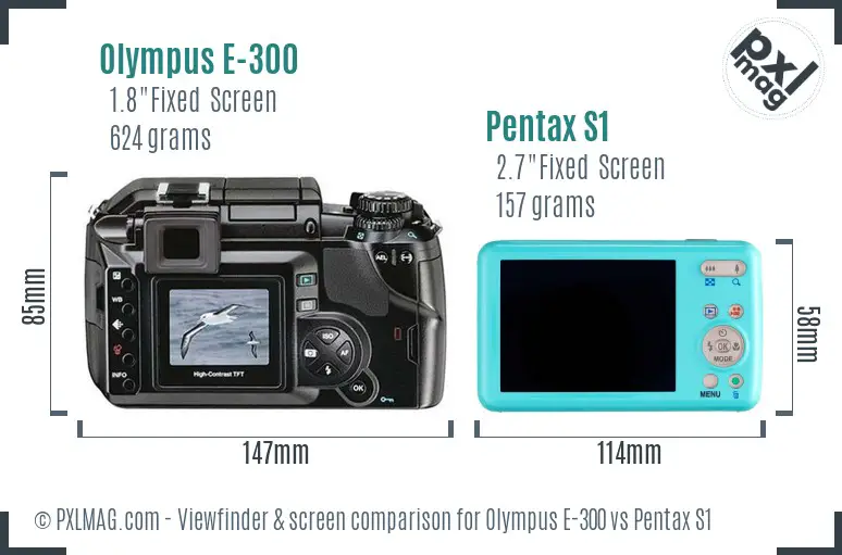 Olympus E-300 vs Pentax S1 Screen and Viewfinder comparison