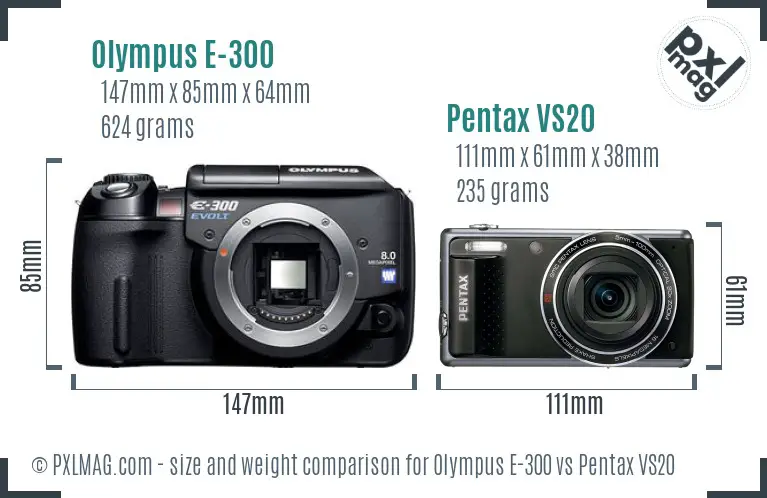 Olympus E-300 vs Pentax VS20 size comparison