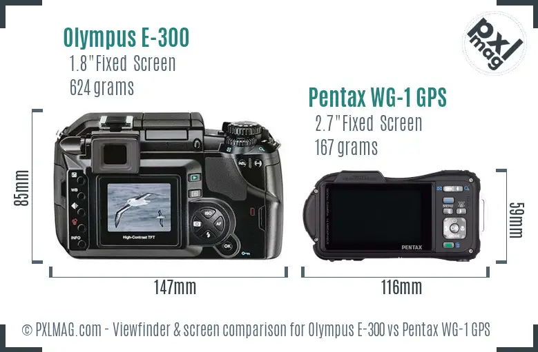 Olympus E-300 vs Pentax WG-1 GPS Screen and Viewfinder comparison