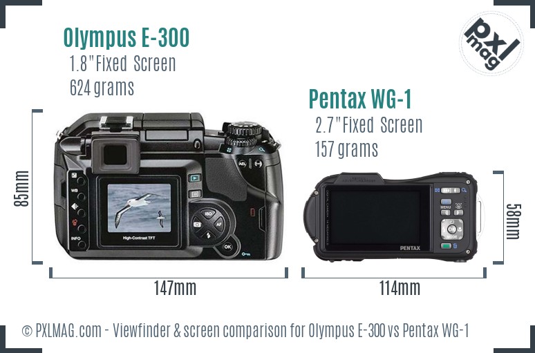 Olympus E-300 vs Pentax WG-1 Screen and Viewfinder comparison