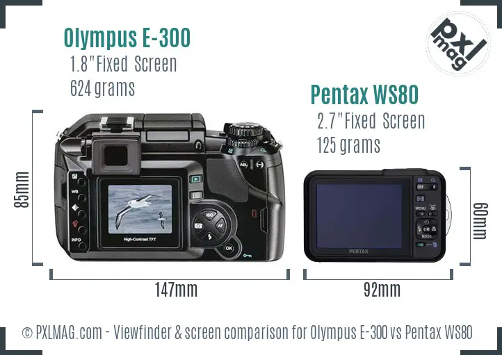 Olympus E-300 vs Pentax WS80 Screen and Viewfinder comparison