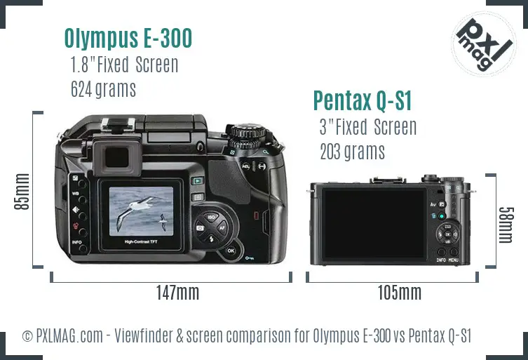 Olympus E-300 vs Pentax Q-S1 Screen and Viewfinder comparison